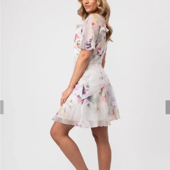 NWT Ted Baker Sangro Floral Ruffle Dress - Size 3 (medium) - Picture 2 of 2
